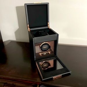 Wolf Axis Single Watch Winder Box with Storage - Copper. Retail: $745